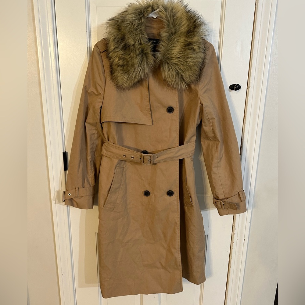 F21 Faux Fur Trimmed Coat with Belt